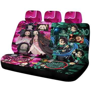 Tanjiro And Nezuko Car Back Seat Cover Custom Demon Slayer Anime - Gearcarcover - 1