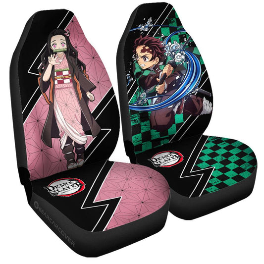 Tanjiro And Nezuko Car Seat Covers Custom Anime Demon Slayer Car Accessories - Gearcarcover - 1