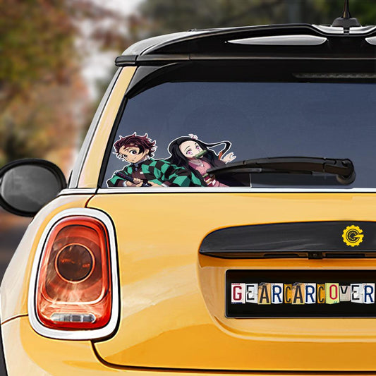 Tanjiro And Nezuko Car Sticker Custom Demon Slayer Anime Car Accessories - Gearcarcover - 1