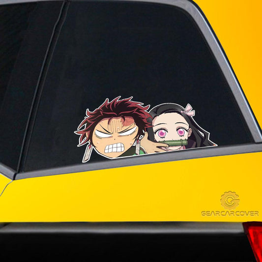 Tanjiro And Nezuko Car Sticker Funny Custom Demon Slayer Anime Car Decor - Gearcarcover - 2