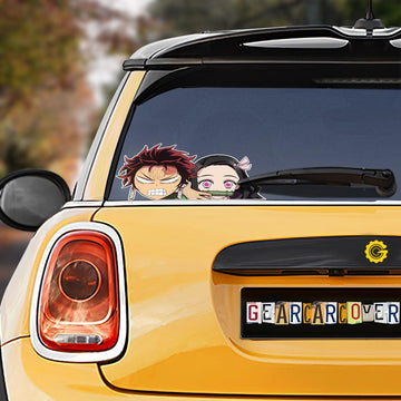 Tanjiro And Nezuko Car Sticker Funny Custom Demon Slayer Anime Car Decor - Gearcarcover - 1