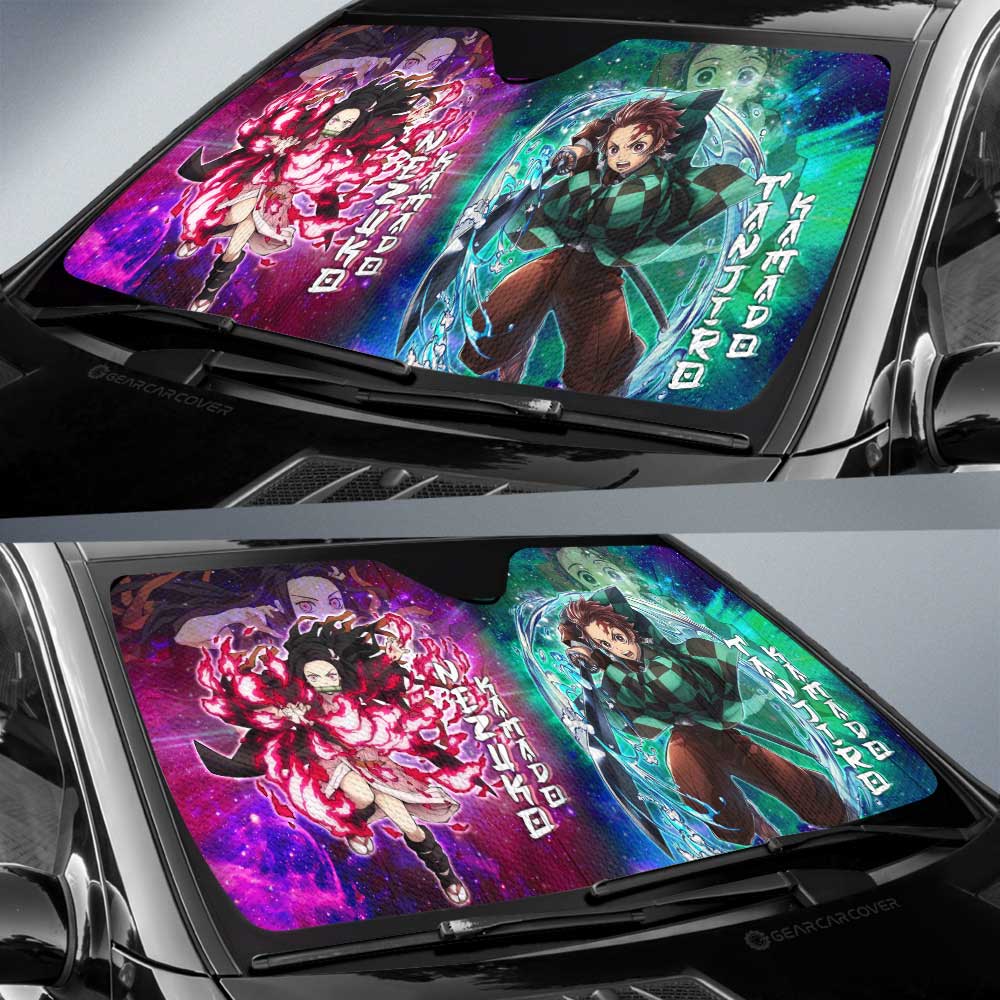 Tanjiro And Nezuko Car Sunshade Custom Characters Demon Slayer Car Accessories - Gearcarcover - 2