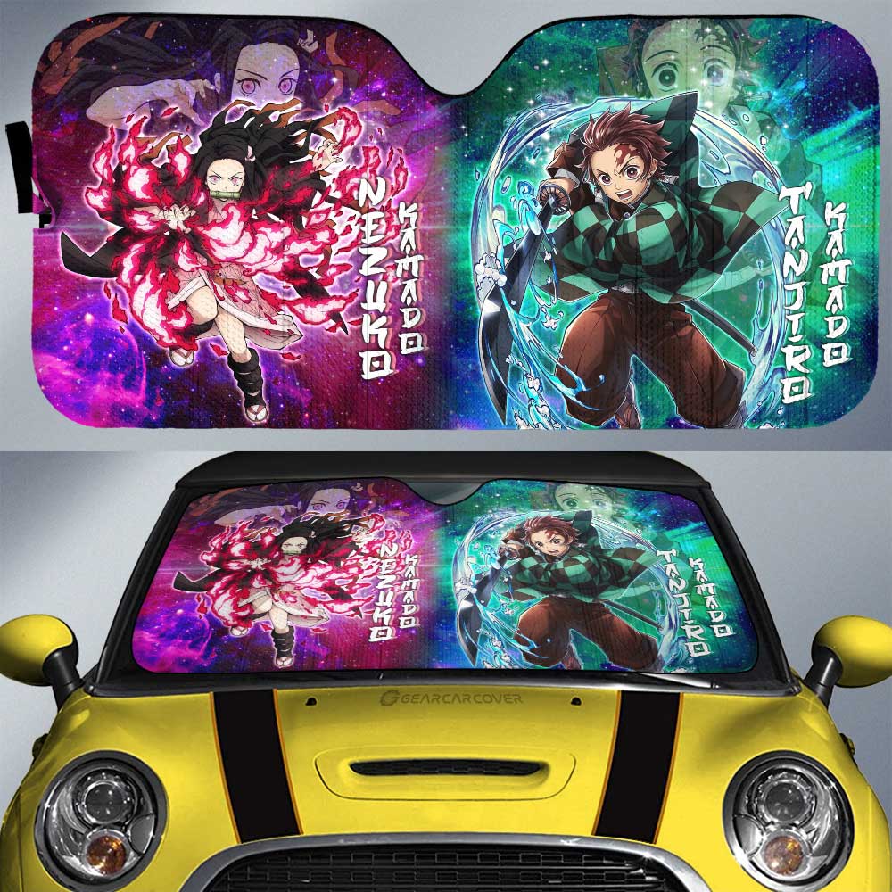 Tanjiro And Nezuko Car Sunshade Custom Characters Demon Slayer Car Accessories - Gearcarcover - 1