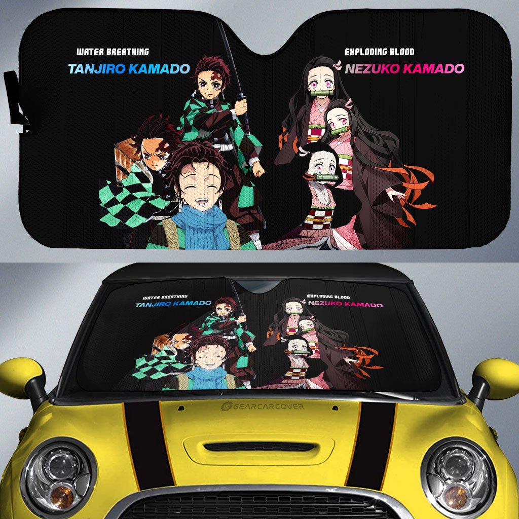 Tanjiro And Nezuko Car Sunshade Custom Demon Slayer Anime - Gearcarcover - 1