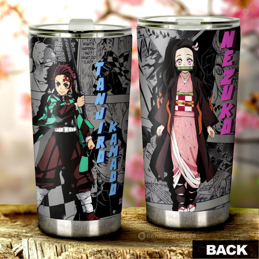 Tanjiro And Nezuko Tumbler Cup Custom Demon Slayer Anime Mix Mangas - Gearcarcover - 1