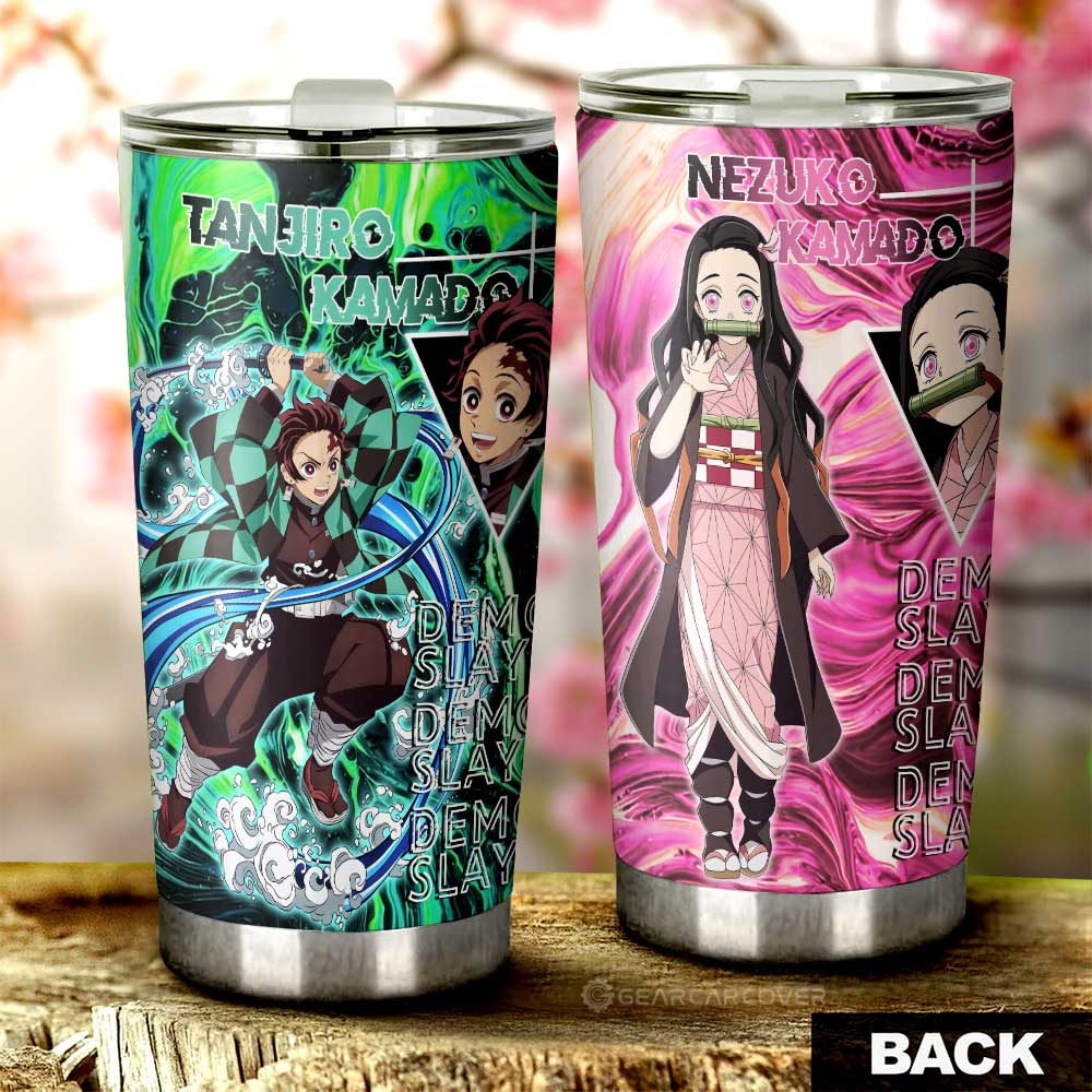 Tanjiro And Nezuko Tumbler Cup Custom Demon Slayer Car Accessories - Gearcarcover - 3