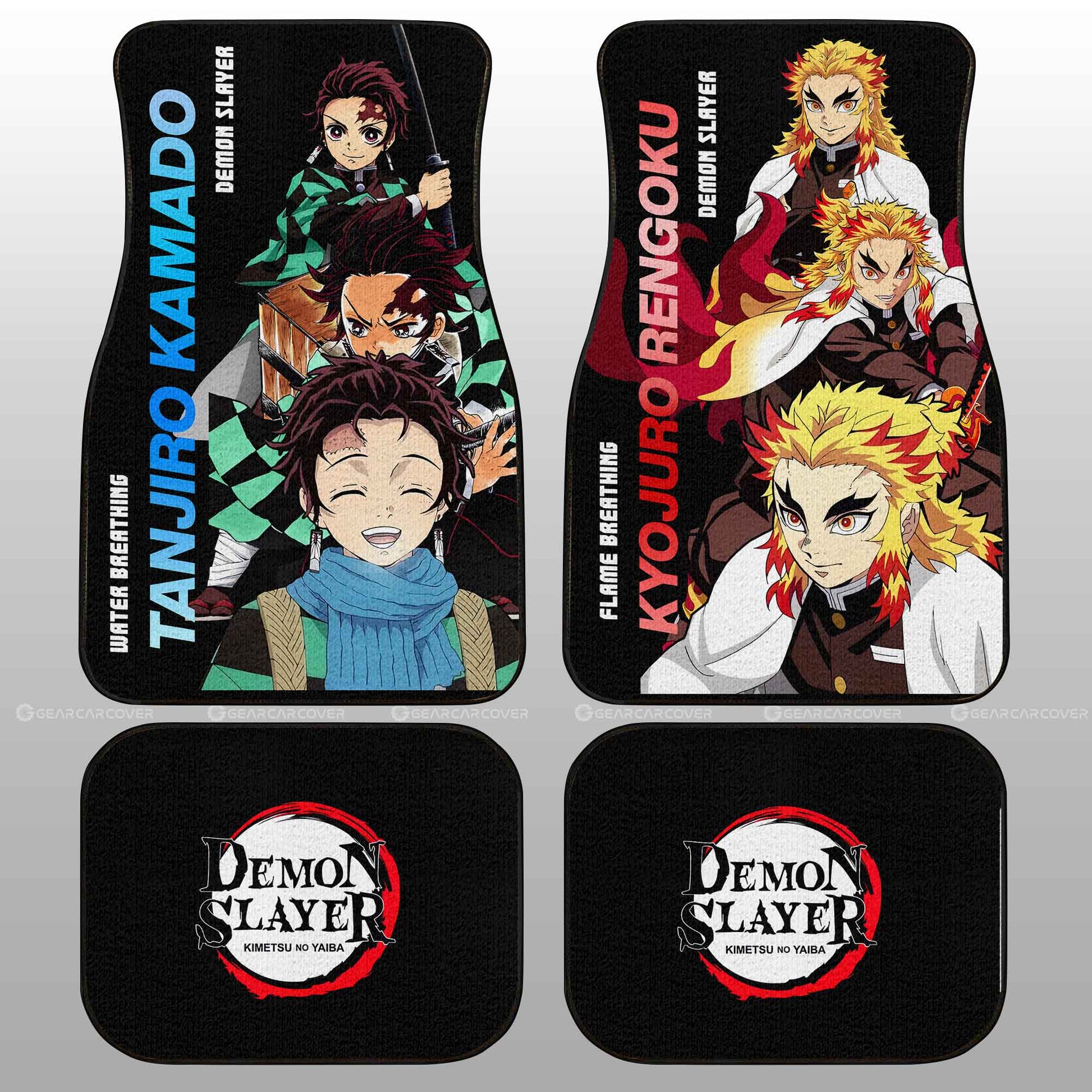 Tanjiro And Rengoku Car Floor Mats Custom Demon Slayer Anime - Gearcarcover - 1