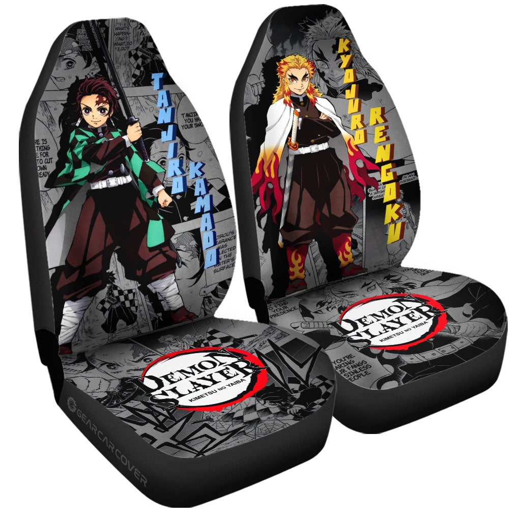 Tanjiro And Rengoku Car Seat Covers Custom Demon Slayer Anime Mix Mangas - Gearcarcover - 3