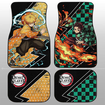 Tanjiro And Zenitsu Car Floor Mats Custom Anime Demon Slayer Car Accessories - Gearcarcover - 1