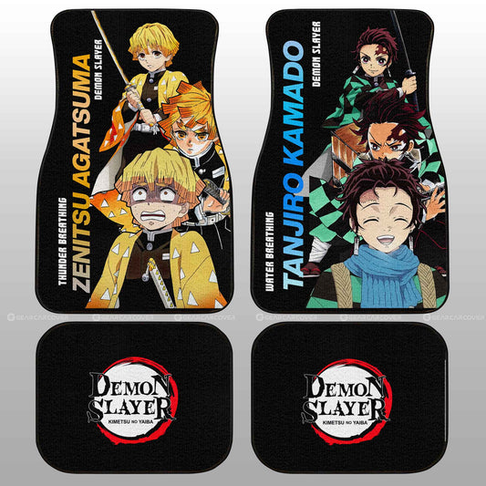 Tanjiro And Zenitsu Car Floor Mats Custom Demon Slayer Anime - Gearcarcover - 1