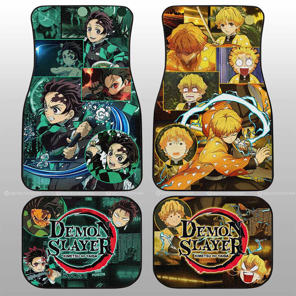 Tanjiro And Zenitsu Car Floor Mats Custom Demon Slayer Anime - Gearcarcover - 1