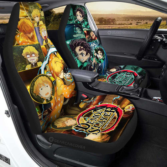 Tanjiro And Zenitsu Car Seat Covers Custom Demon Slayer Anime - Gearcarcover - 1