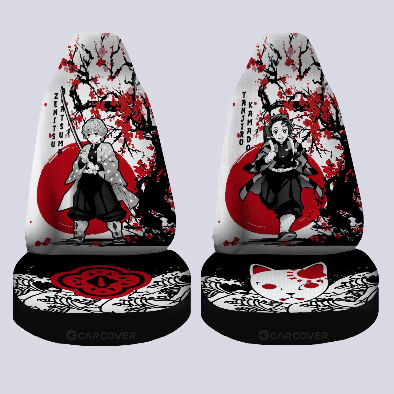 Tanjiro And Zenitsu Car Seat Covers Custom Japan Style Demon Slayer Anime Car Interior Accessories - Gearcarcover - 4