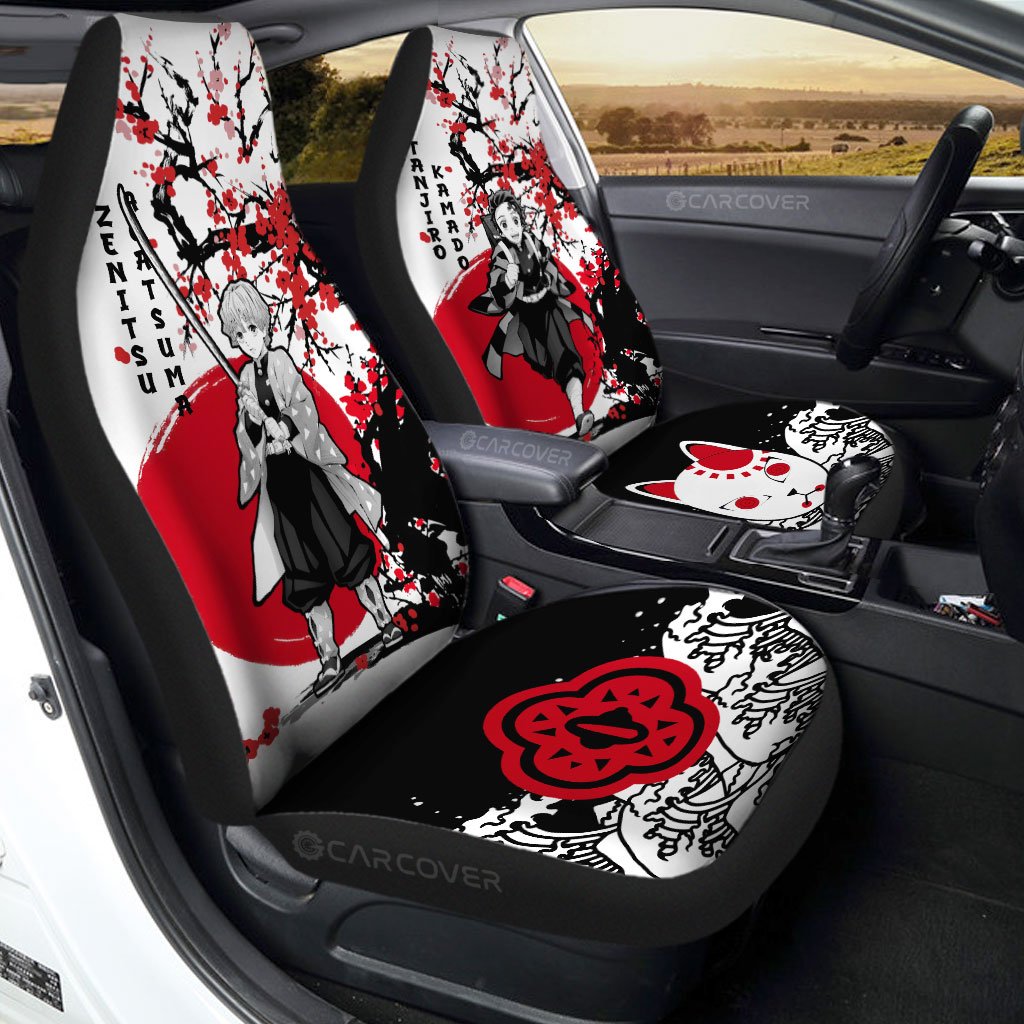 Tanjiro And Zenitsu Car Seat Covers Custom Japan Style Demon Slayer Anime Car Interior Accessories - Gearcarcover - 1
