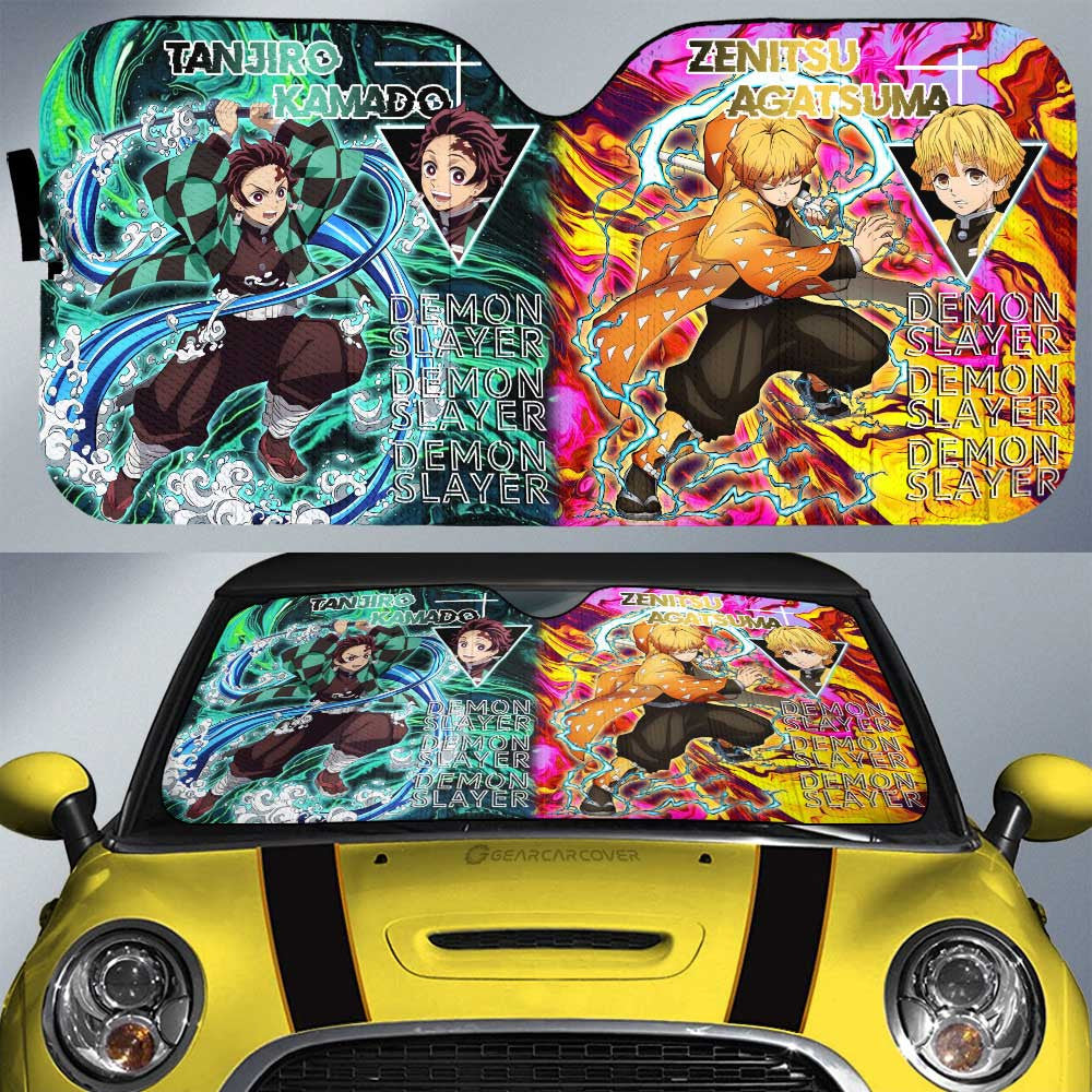 Tanjiro And Zenitsu Car Sunshade Custom Demon Slayer Anime Car Accessories - Gearcarcover - 1