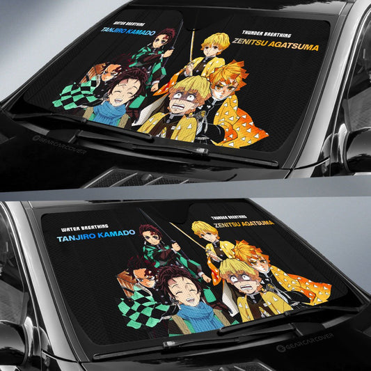 Tanjiro And Zenitsu Car Sunshade Custom Demon Slayer Anime - Gearcarcover - 2