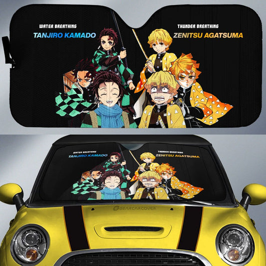 Tanjiro And Zenitsu Car Sunshade Custom Demon Slayer Anime - Gearcarcover - 1