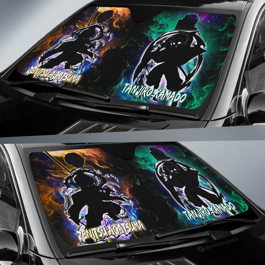 Tanjiro And Zenitsu Car Sunshade Custom Demon Slayer Anime - Gearcarcover - 2