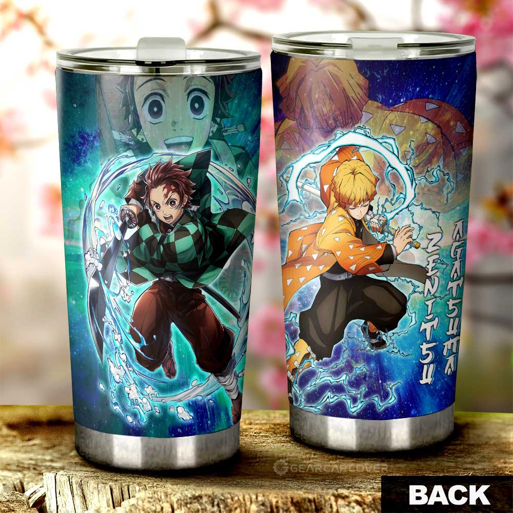 Tanjiro And Zenitsu Tumbler Cup Custom Characters Demon Slayer Car Accessories - Gearcarcover - 2