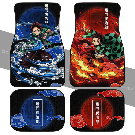 Tanjiro Car Floor Mats Custom Water And Sun Breathing Skill Anime Demon Slayer Car Accessories - Gearcarcover - 1