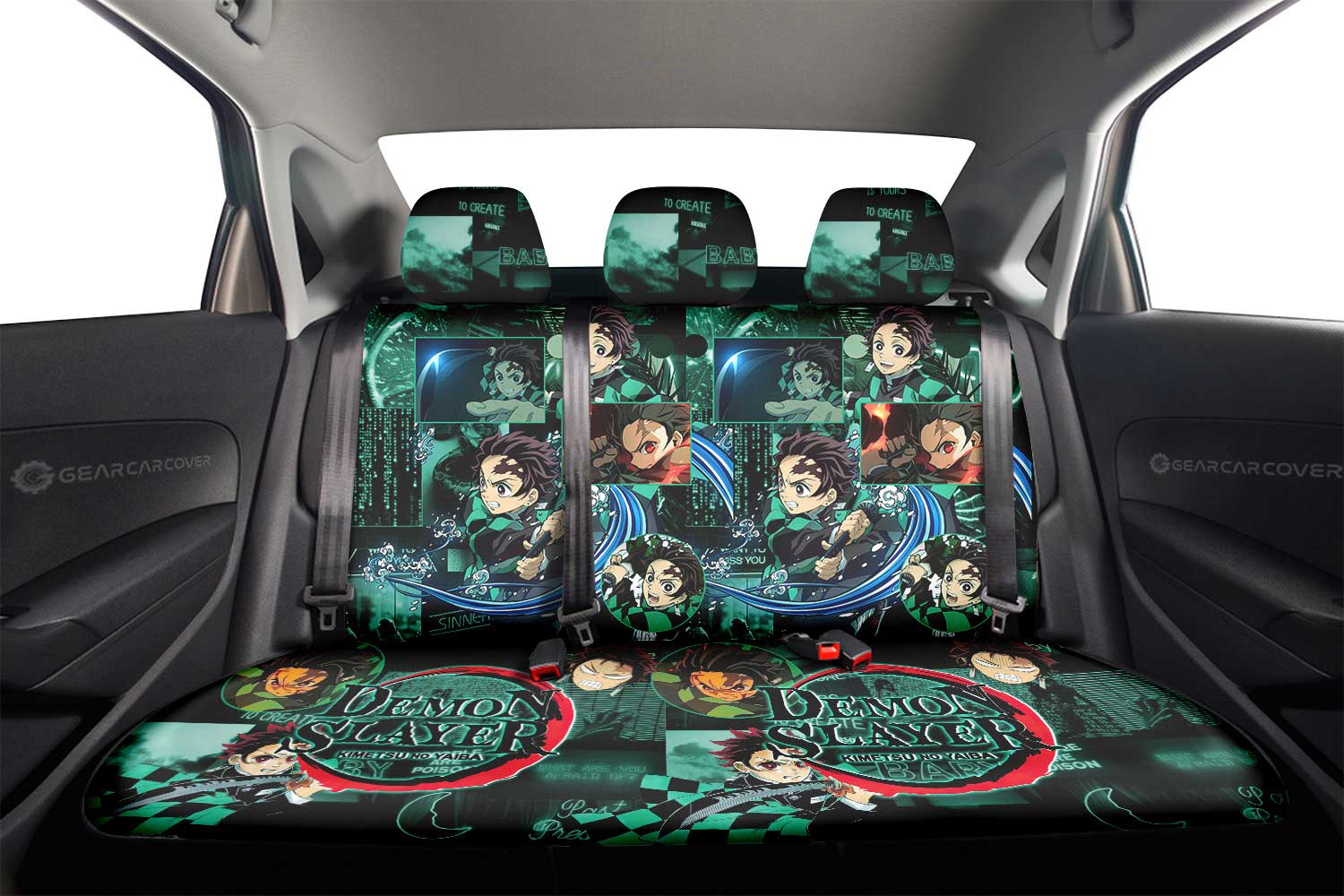 Tanjiro Kamado Car Back Seat Cover Custom Demon Slayer Anime - Gearcarcover - 2