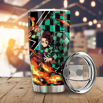 Tanjiro Tumbler Cup Custom Sun Breathing Skill Demon Slayer Anime Car Accessories - Gearcarcover - 1