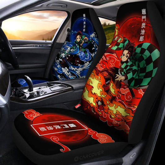 Tanjiro Water And Sun Breathing Skill Car Seat Covers Custom Anime Demon Slayer Car Accessories - Gearcarcover - 2