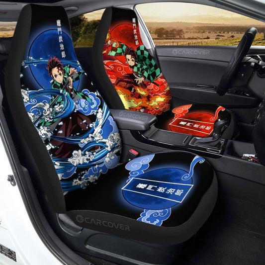 Tanjiro Water And Sun Breathing Skill Car Seat Covers Custom Anime Demon Slayer Car Accessories - Gearcarcover - 1