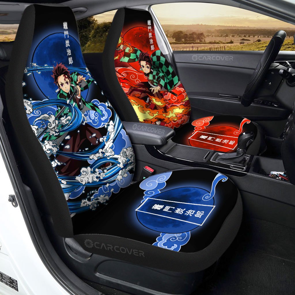 Tanjiro Water And Sun Breathing Skill Car Seat Covers Custom Anime Demon Slayer Car Accessories - Gearcarcover - 1