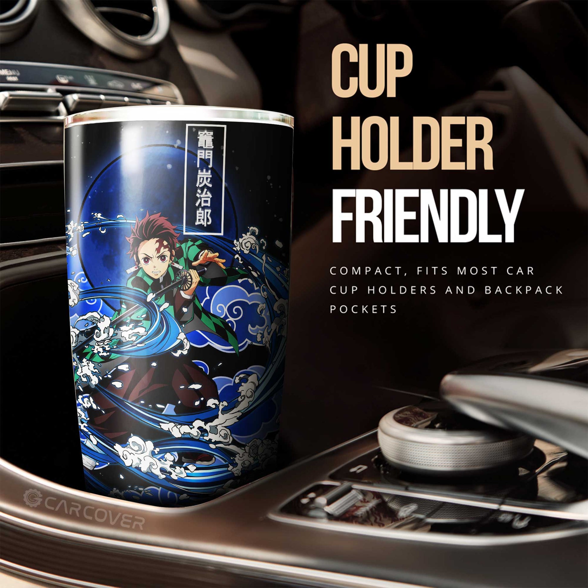 Tanjiro Water And Sun Breathing Skill Tumbler Cup Custom Anime Demon Slayer Car Accessories - Gearcarcover - 3