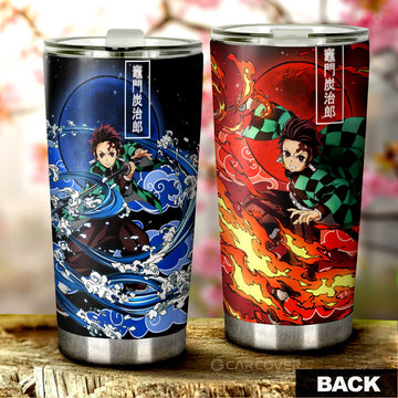 Tanjiro Water And Sun Breathing Skill Tumbler Cup Custom Anime Demon Slayer Car Accessories - Gearcarcover - 1