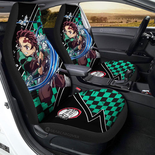 Tanjiro Water Car Seat Covers Custom Breathing Skill Demon Slayer Anime Car Accessories - Gearcarcover - 1