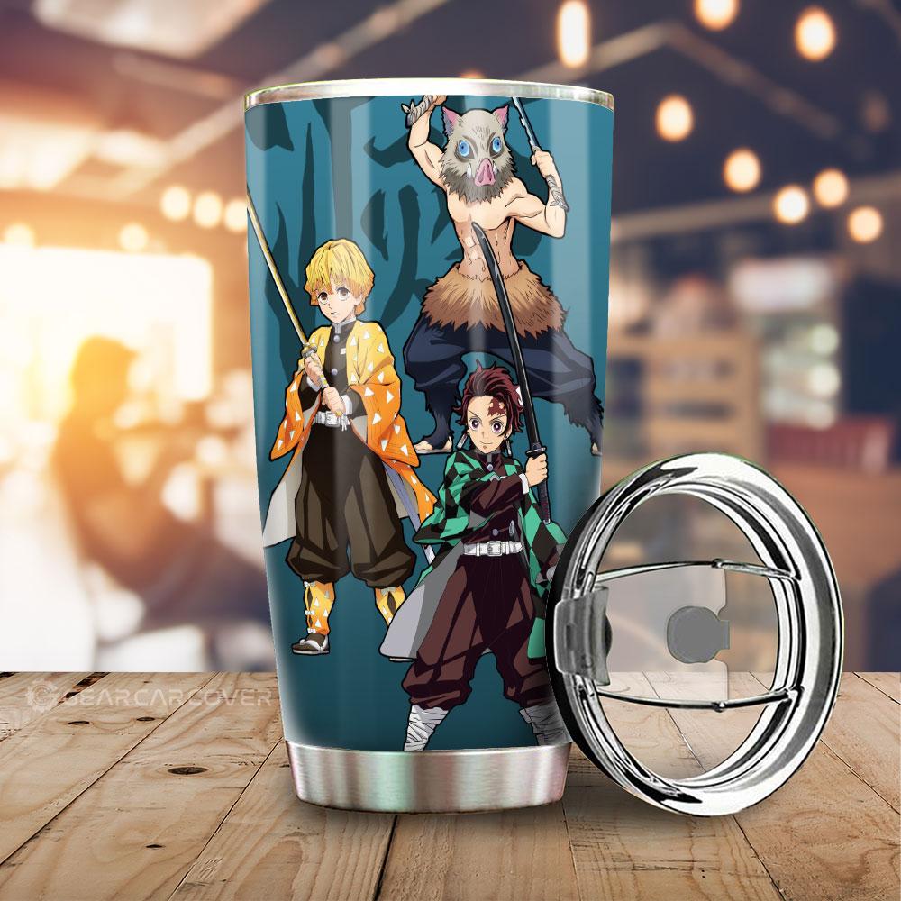 Tanjiro Zenitsu Inosuke Tumbler Cup Custom Demon Slayer Anime Car Accessories - Gearcarcover - 1