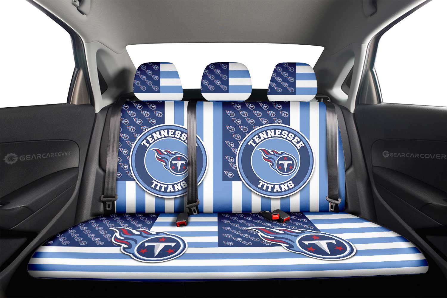Tennessee Titans Car Back Seat Cover Custom US Flag Style - Gearcarcover - 2
