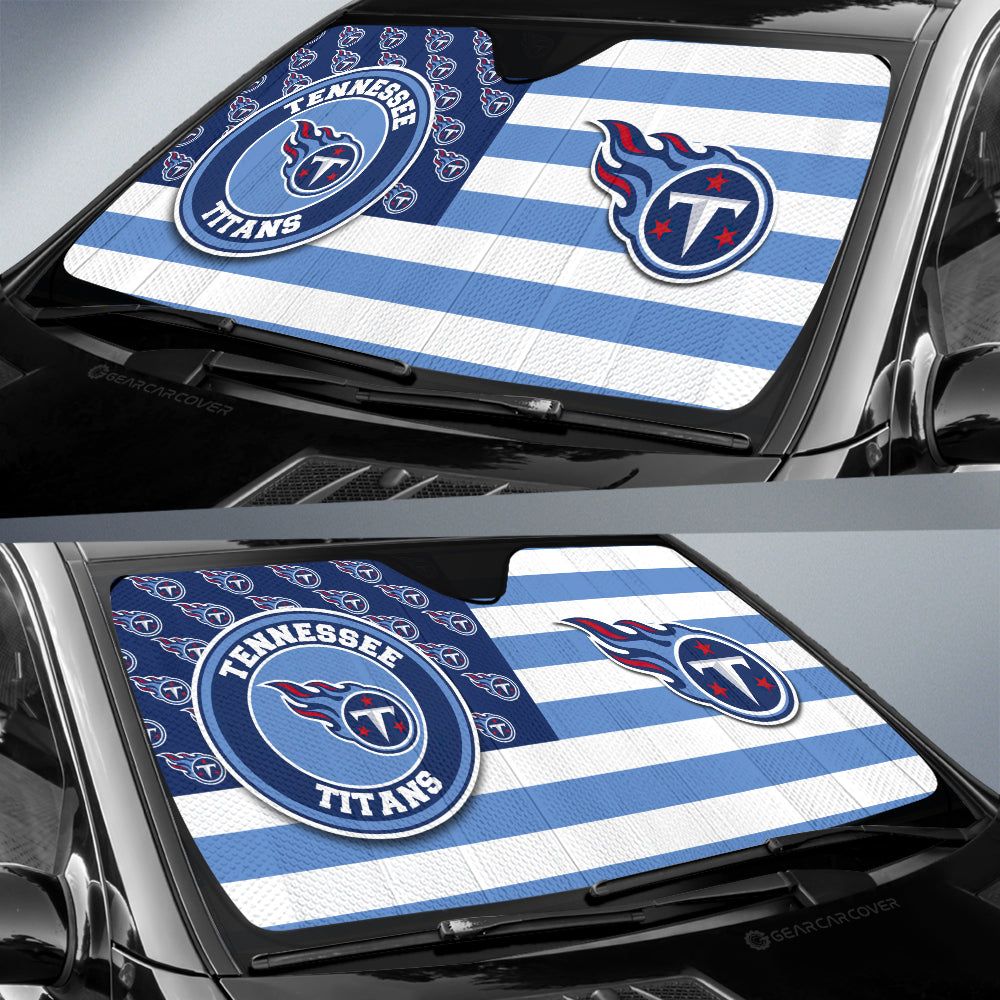 Tennessee Titans Car Sunshade Custom US Flag Style - Gearcarcover - 2