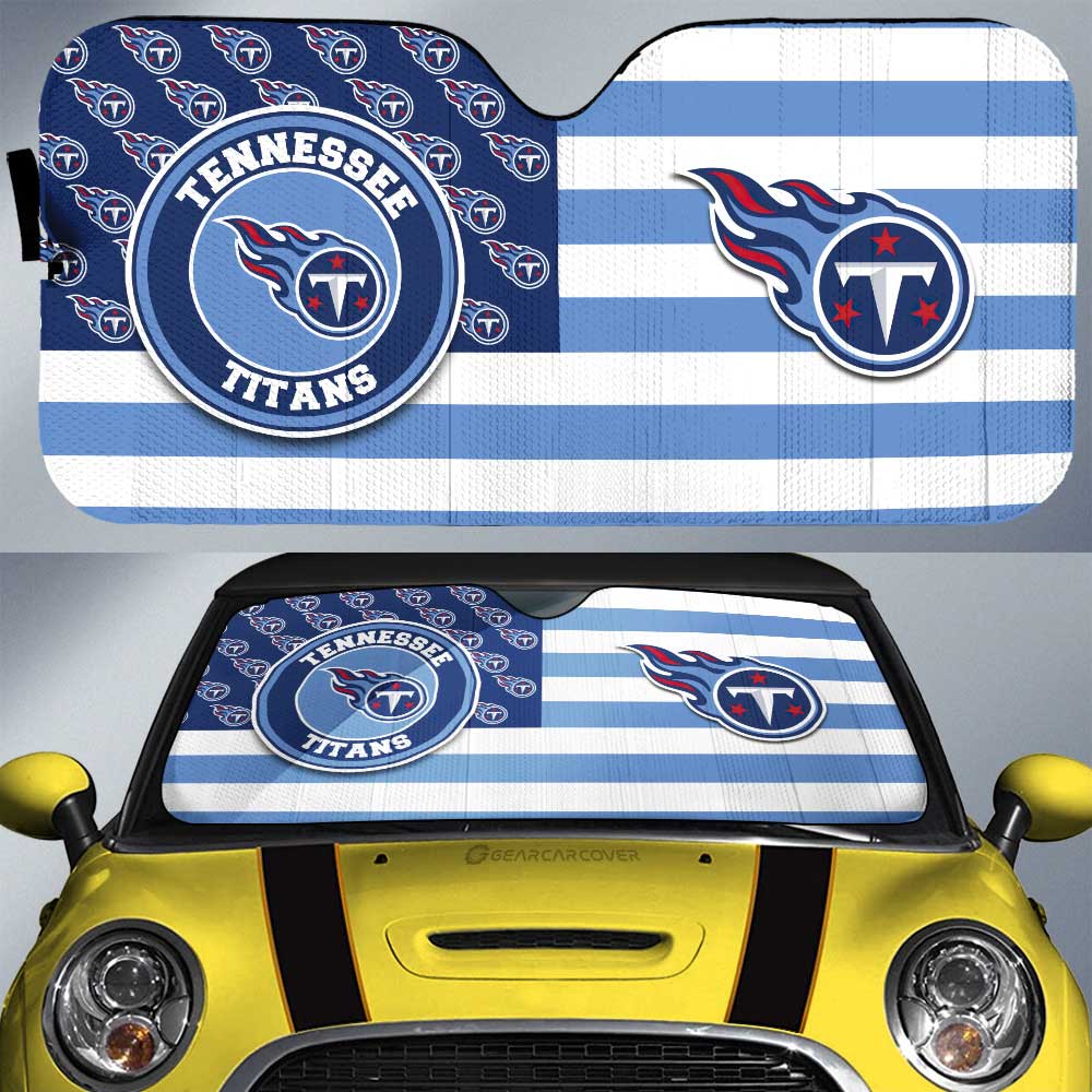 Tennessee Titans Car Sunshade Custom US Flag Style - Gearcarcover - 1