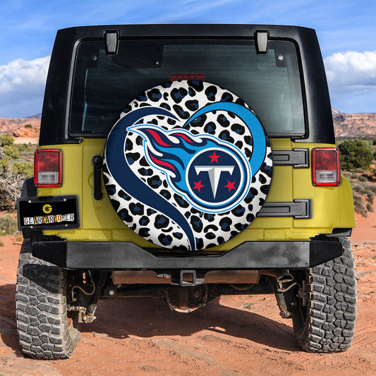 Tennessee Titans Spare Tire Cover Custom Leopard Heart For Fans - Gearcarcover - 2