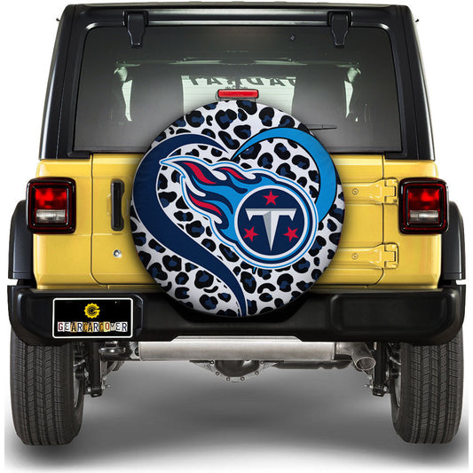 Tennessee Titans Spare Tire Cover Custom Leopard Heart For Fans - Gearcarcover - 1