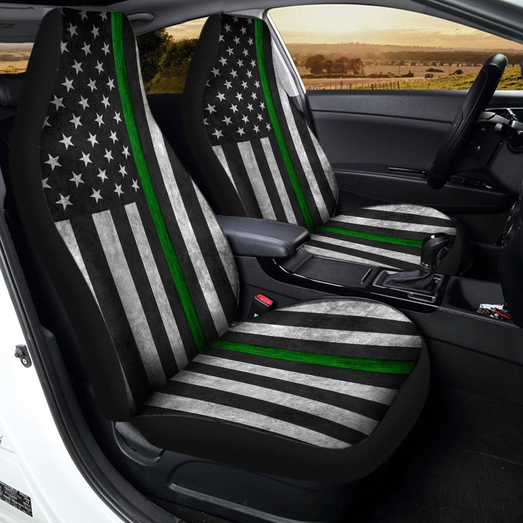 Thin Green Line US Flag Car Seat Covers Custom Support Border Patrol Car Accessories - Gearcarcover - 2