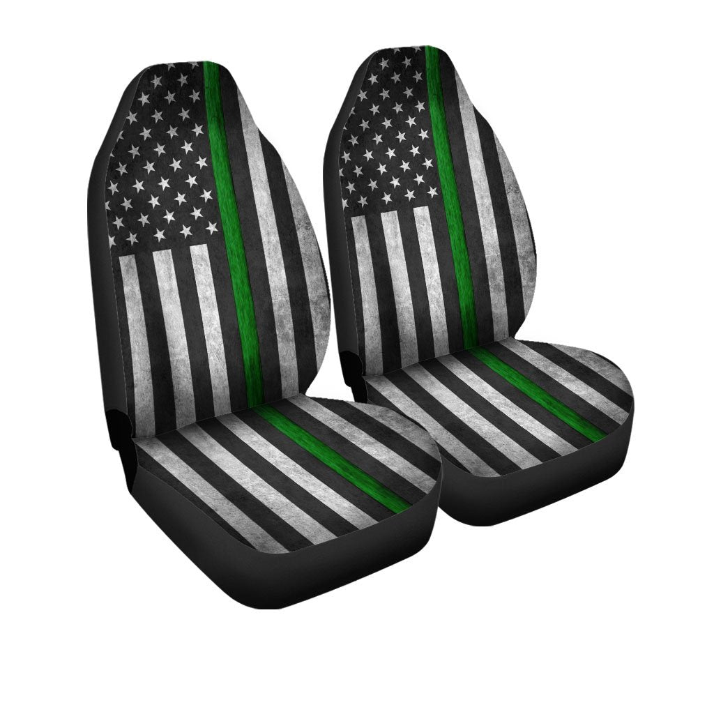 Thin Green Line US Flag Car Seat Covers Custom Support Border Patrol Car Accessories - Gearcarcover - 3