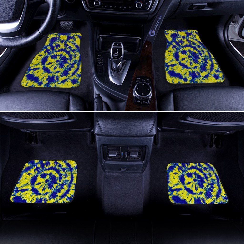 Tie Dye Car Floor Mats Custom Blue and Yellow Hippie Car Accessories - Gearcarcover - 2