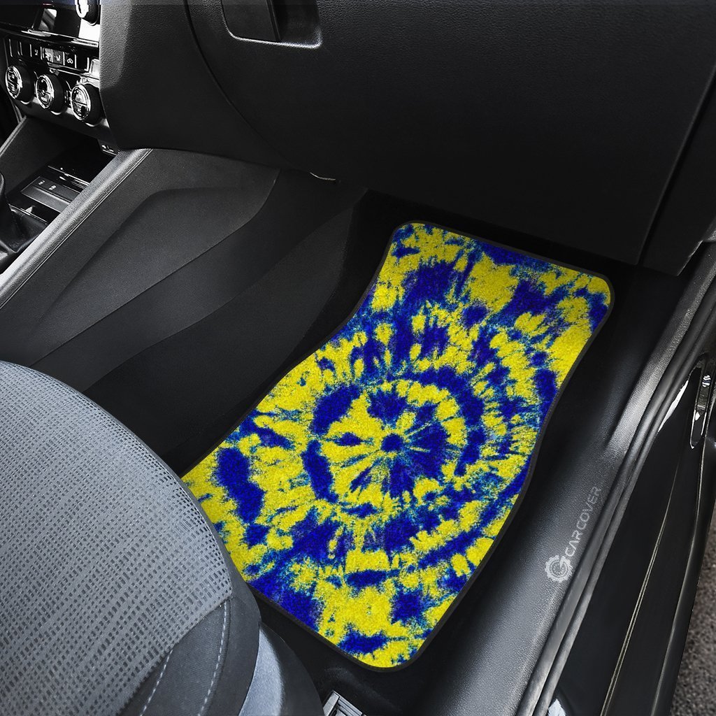 Tie Dye Car Floor Mats Custom Blue and Yellow Hippie Car Accessories - Gearcarcover - 4
