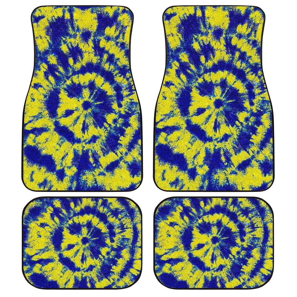 Tie Dye Car Floor Mats Custom Blue and Yellow Hippie Car Accessories - Gearcarcover - 1