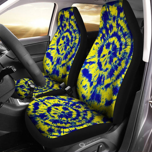 Tie Dye Car Seat Covers Custom Blue and Yellow Hippie Car Accessories - Gearcarcover - 2