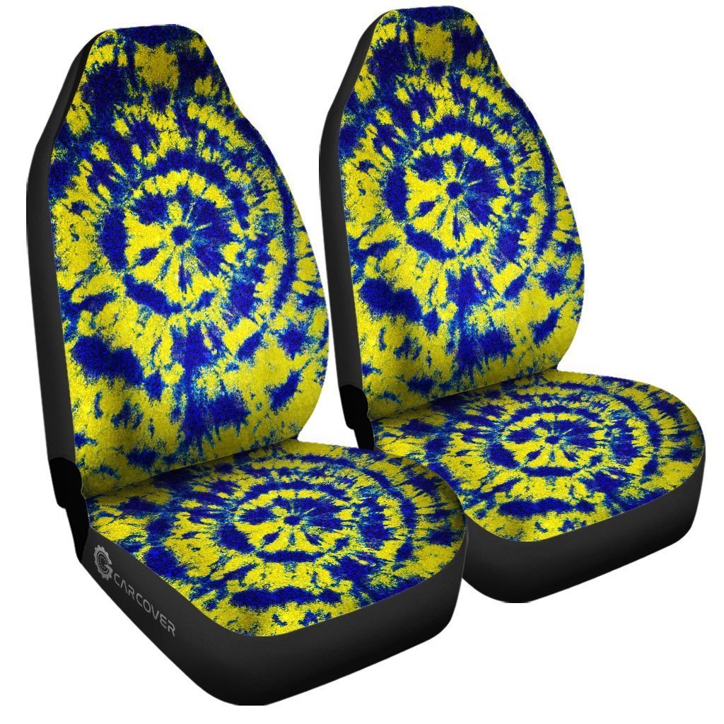 Tie Dye Car Seat Covers Custom Blue and Yellow Hippie Car Accessories - Gearcarcover - 3