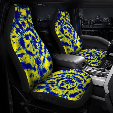 Tie Dye Car Seat Covers Custom Blue and Yellow Hippie Car Accessories - Gearcarcover - 1