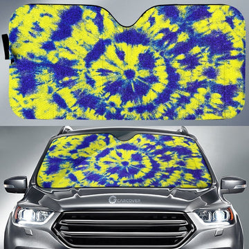 Tie Dye Car Sunshade Custom Blue and Yellow Hippie Car Accessories - Gearcarcover - 1