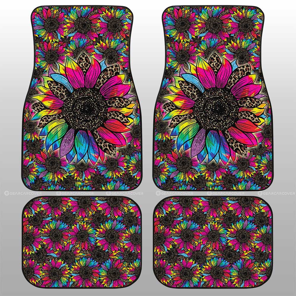 Tie Dye Leopard Sunflower Car Floor Mats Custom Car Accessories - Gearcarcover - 2