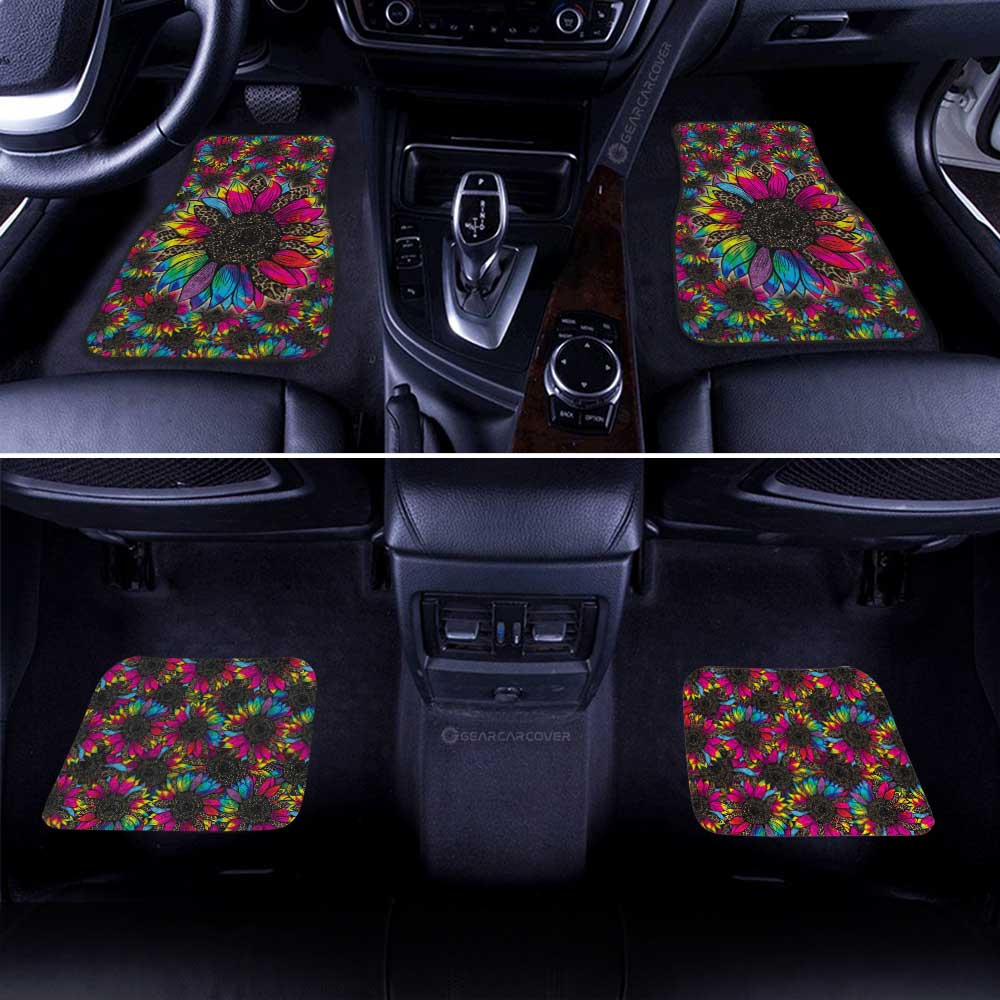 Tie Dye Leopard Sunflower Car Floor Mats Custom Car Accessories - Gearcarcover - 3