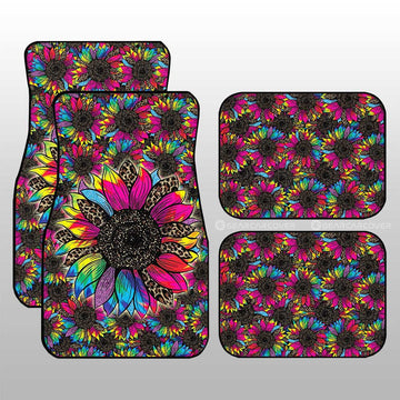 Tie Dye Leopard Sunflower Car Floor Mats Custom Car Accessories - Gearcarcover - 1